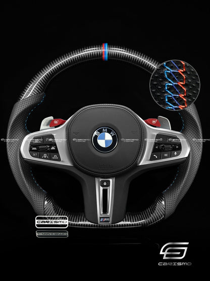 Carismo Steering Wheel For BMW G-Series (M Performance Wheels) - Sport - Gloss Carbon - Perforated Leather