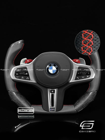 Carismo Steering Wheel For BMW G-Series (M Performance Wheel) - F1 Competition - Gloss Carbon - Perforated Leather