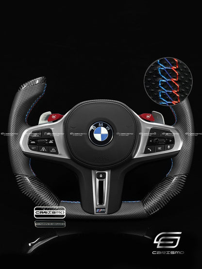 Carismo Steering Wheel For BMW G-Series (M Performance Wheel) - F1 Competition - Gloss Carbon - Perforated Leather