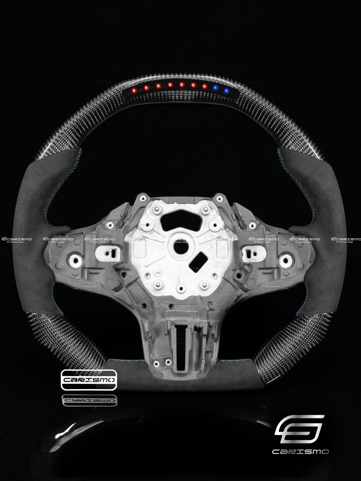 Carismo Steering Wheel For BMW G-Series (M Performance Wheel) - Sequential RPM LED - Gloss Carbon - Alcantara