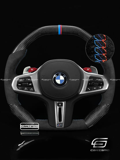 Carismo Steering Wheel For BMW G-Series (M Performance Wheel) - Signature (Heated) - Gloss Carbon - Alcantara