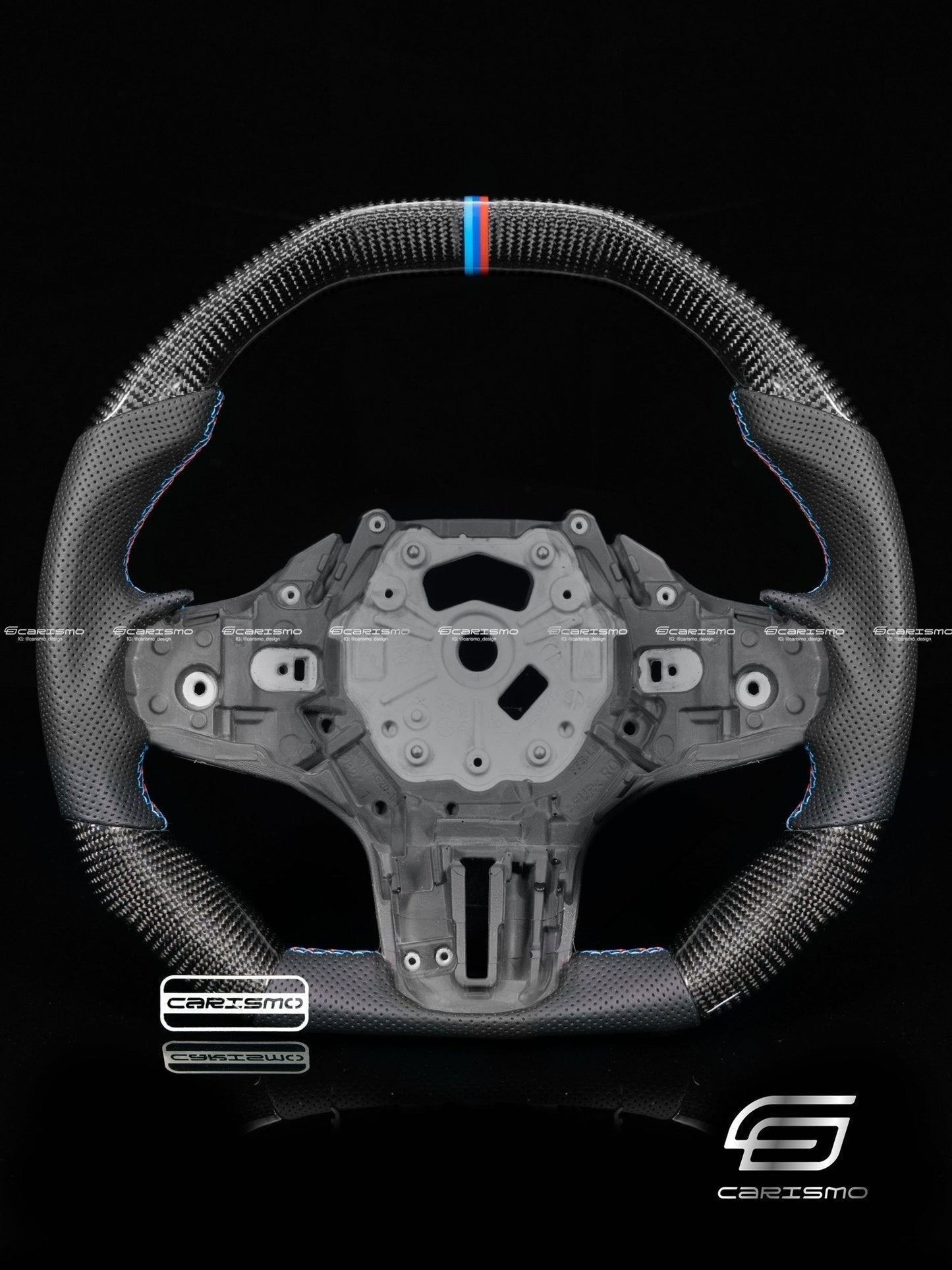 Carismo Steering Wheel For BMW G-Series (M Performance Wheel) - Signature (Heated) - Gloss Carbon - Perforated Leather