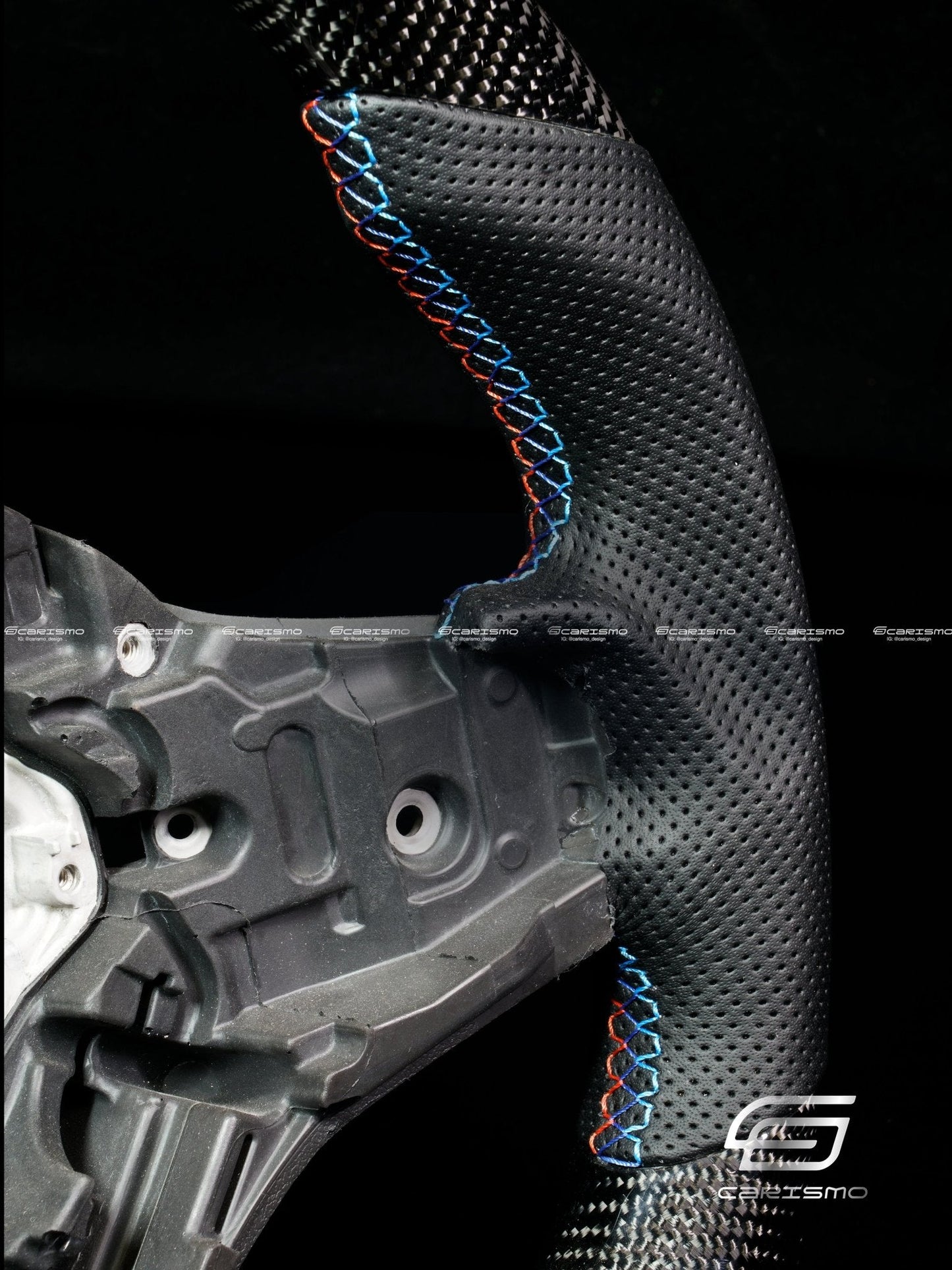 Carismo Steering Wheel For BMW G-Series (M Performance Wheel) - Signature (Heated) - Gloss Carbon - Perforated Leather