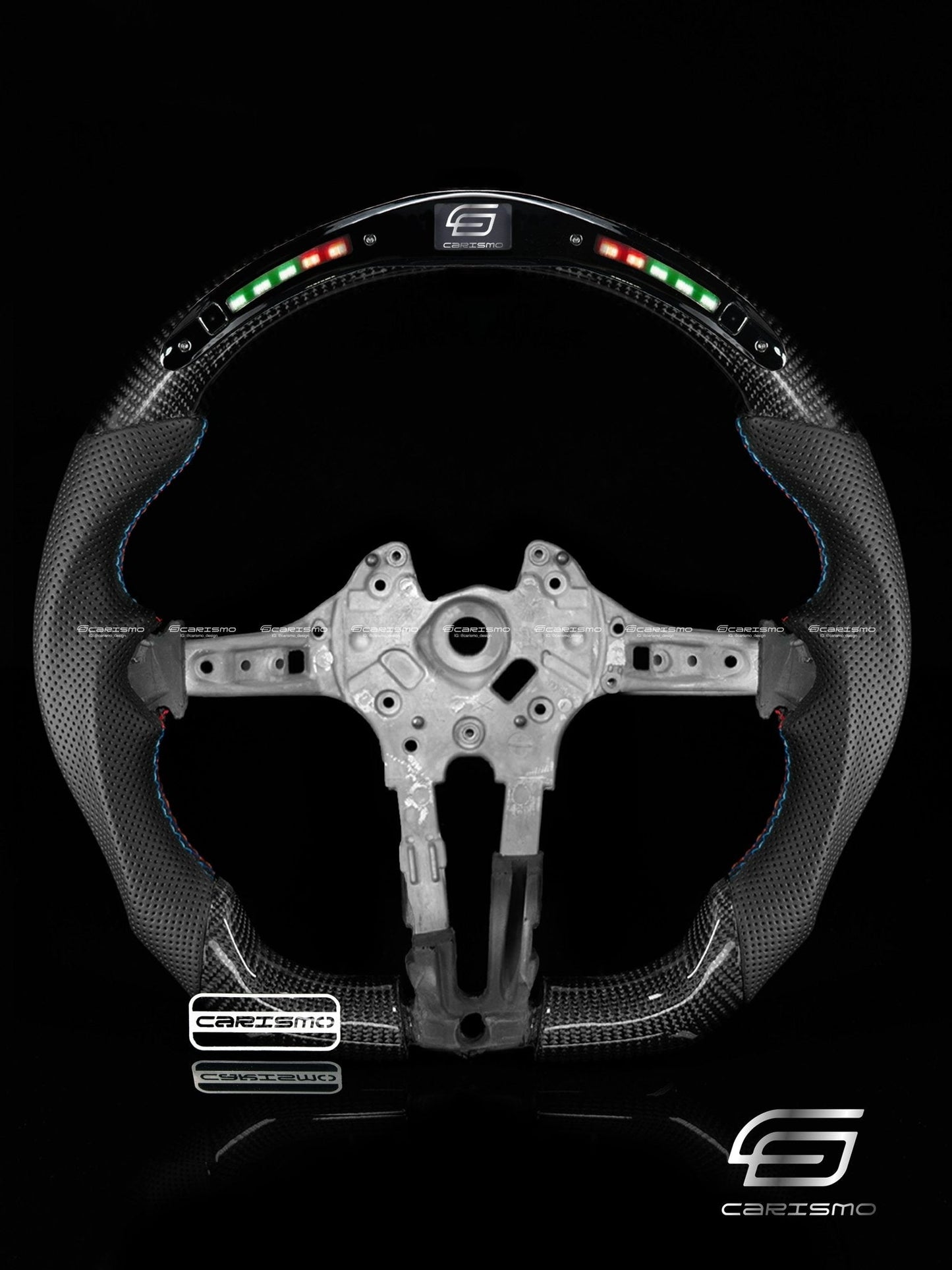 Carismo Steering Wheel For BMW F-Series (M Performance Wheels) - Classic RPM LED - Gloss Carbon - Perforated Leather