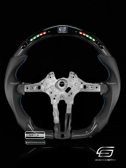 Carismo Steering Wheel For BMW F-Series (M Performance Wheels) - Classic RPM LED - Gloss Carbon - Perforated Leather