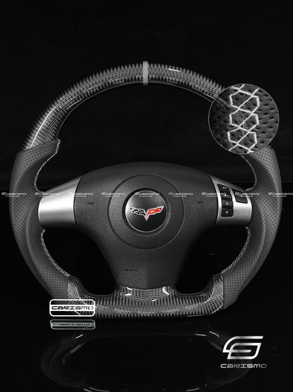 Carismo Steering Wheel For Chevrolet Corvette (C6) - Sport - Gloss Carbon - Perforated Leather