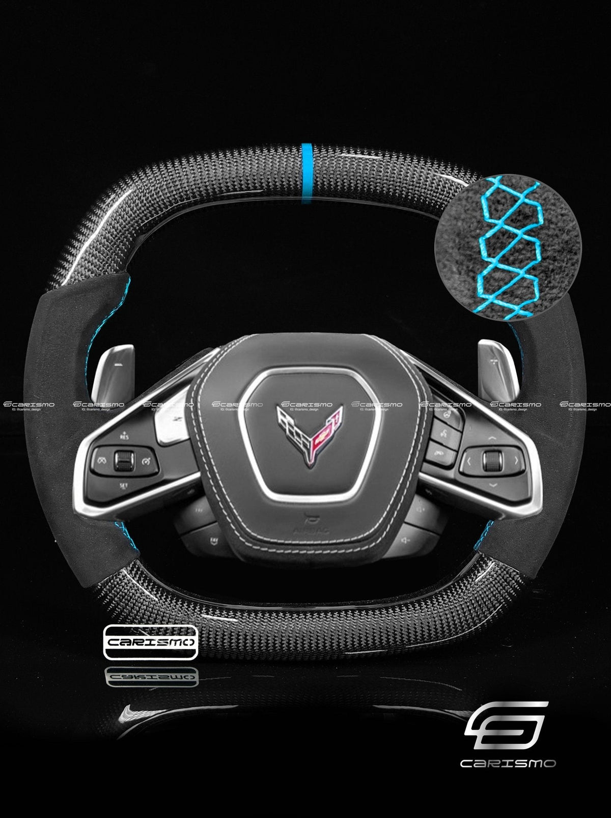 Carismo Steering Wheel For Chevrolet Corvette (C8) - Signature - Gloss Carbon - Alcantara