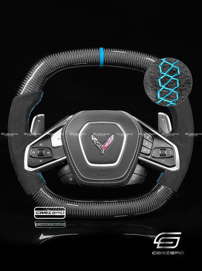 Carismo Steering Wheel For Chevrolet Corvette (C8) - Signature - Gloss Carbon - Alcantara