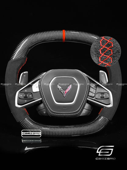 Carismo Steering Wheel For Chevrolet Corvette (C8) - Signature - Gloss Carbon - Alcantara