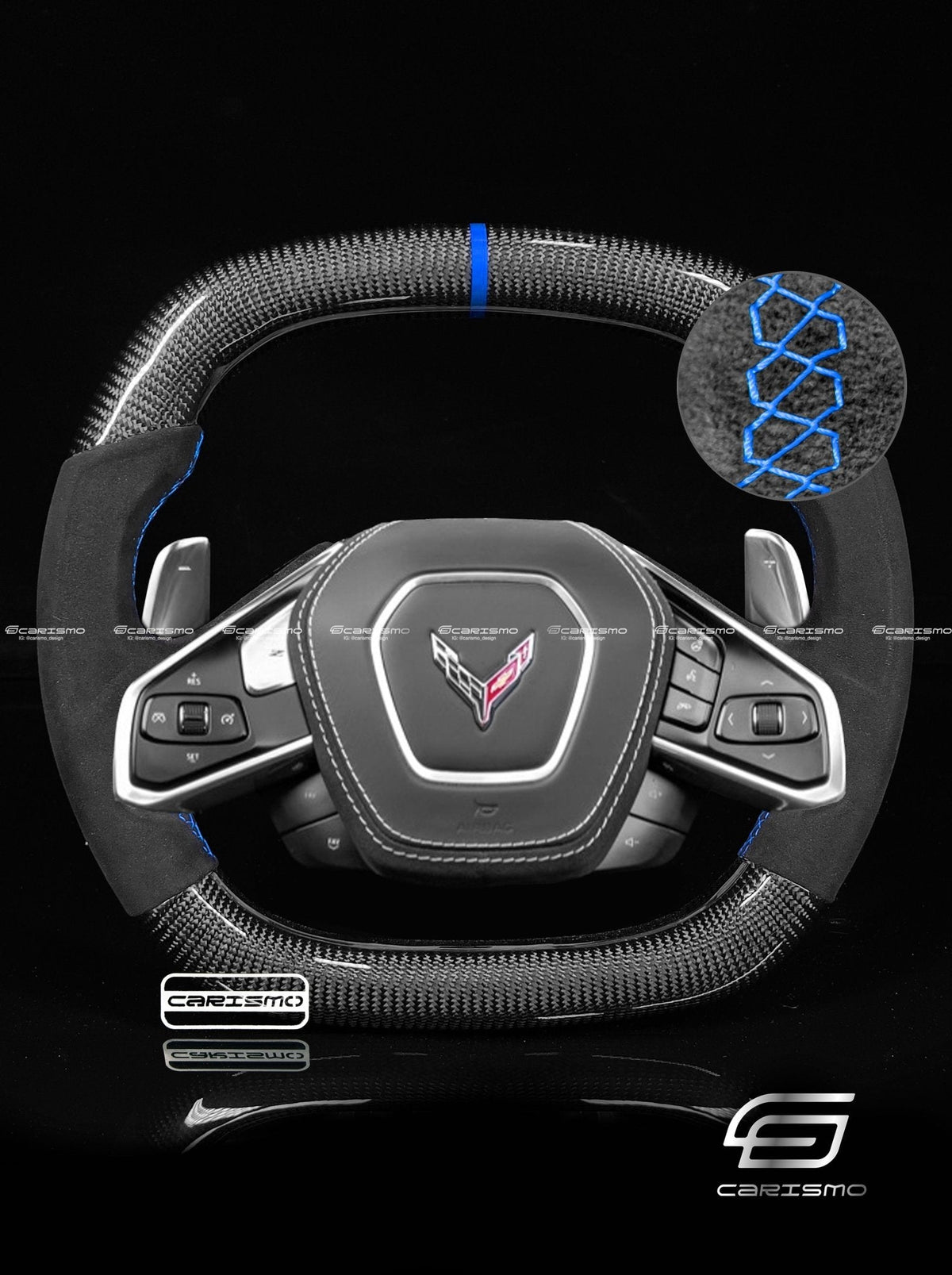 Carismo Steering Wheel For Chevrolet Corvette (C8) - Signature - Gloss Carbon - Alcantara