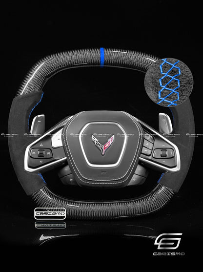 Carismo Steering Wheel For Chevrolet Corvette (C8) - Signature - Gloss Carbon - Alcantara
