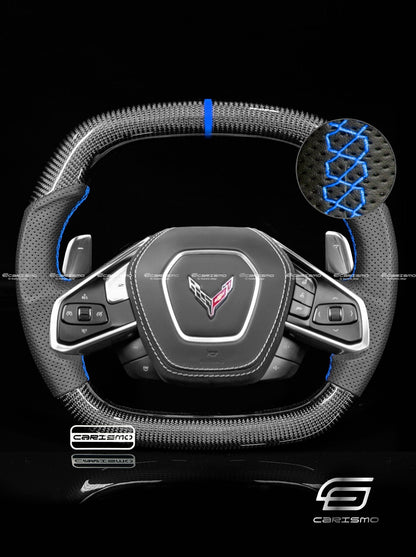 Carismo Steering Wheel For Chevrolet Corvette (C8) - Signature - Gloss Carbon - Perforated Leather