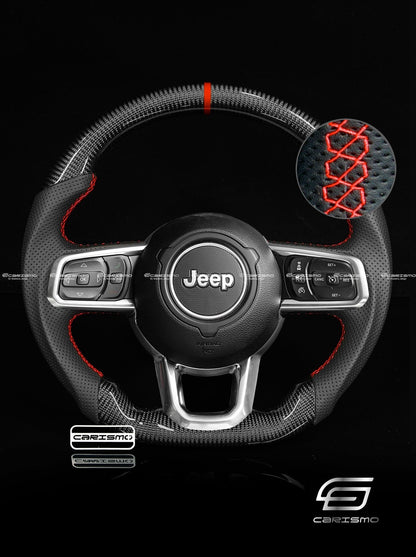 Carismo Steering Wheel For Jeep Wrangler (JL) - Sport - Gloss Carbon - Perforated Leather