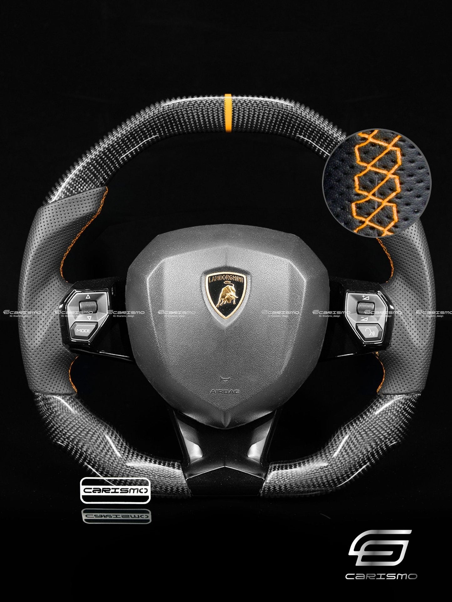 Carismo Steering Wheel For Lamborghini Aventador - Signature - Gloss Carbon - Perforated Leather