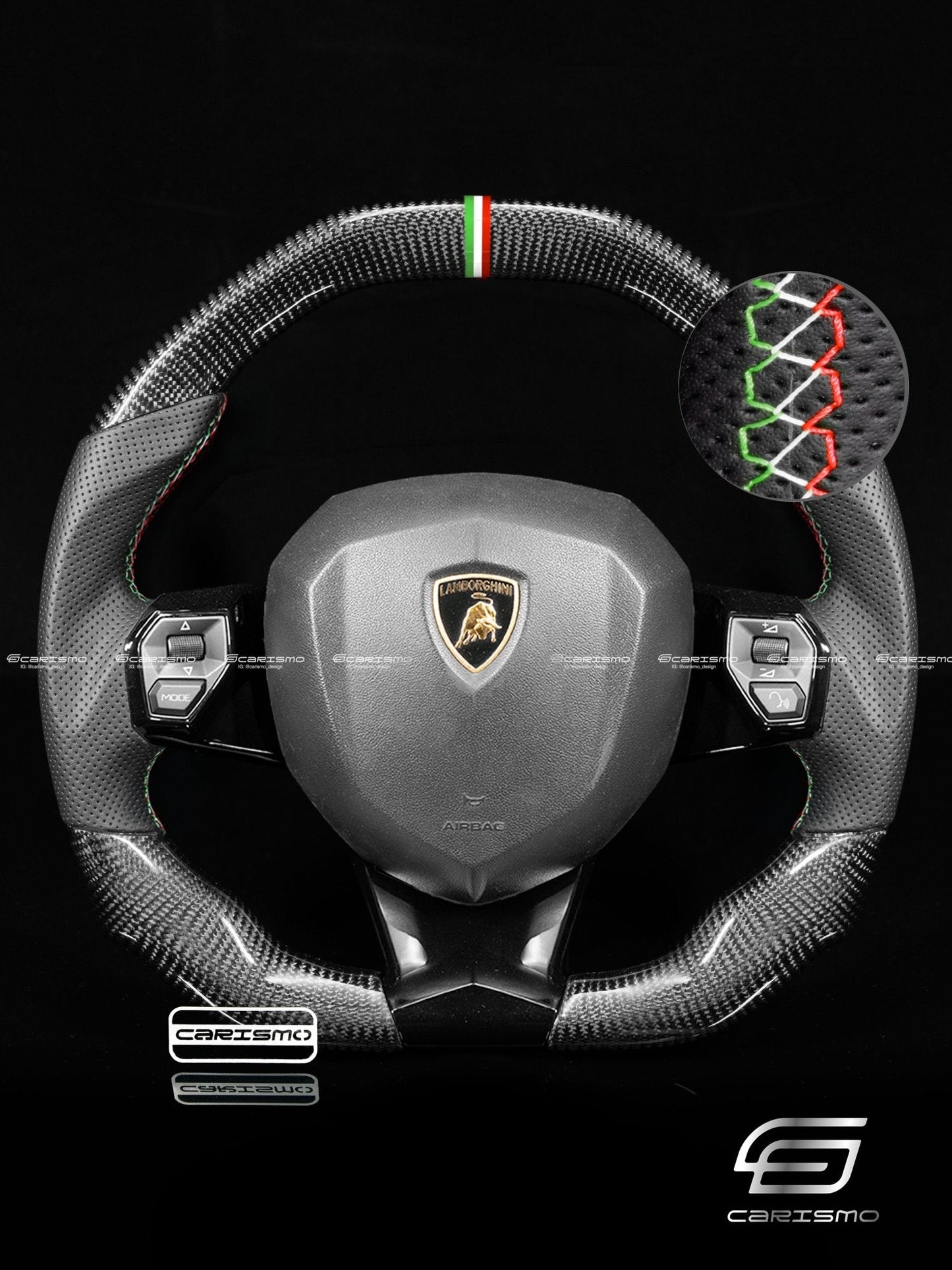 Carismo Steering Wheel For Lamborghini Aventador - Signature - Gloss Carbon - Perforated Leather