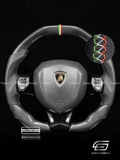 Carismo Steering Wheel For Lamborghini Aventador - Signature - Gloss Carbon - Perforated Leather