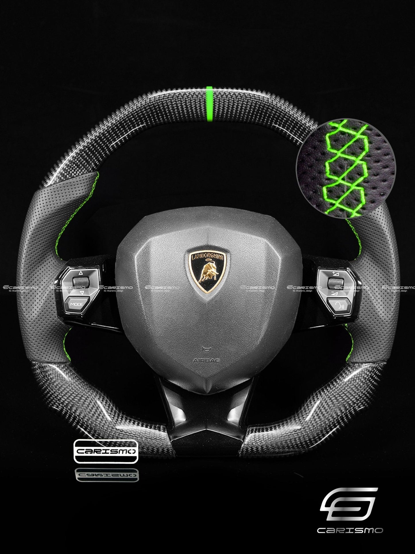 Carismo Steering Wheel For Lamborghini Aventador - Signature - Gloss Carbon - Perforated Leather