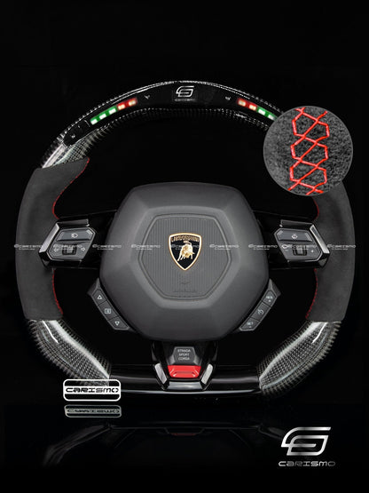 Carismo Steering Wheel For Lamborghini Huracan - Classic RPM LED - Gloss Carbon - Alcantara