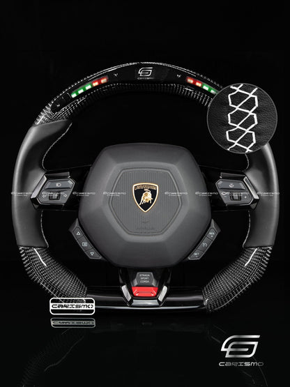 Carismo Steering Wheel For Lamborghini Huracan - Classic RPM LED - Gloss Carbon - Smooth Leather