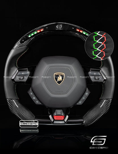 Carismo Steering Wheel For Lamborghini Huracan - Classic RPM LED - Gloss Carbon - Smooth Leather