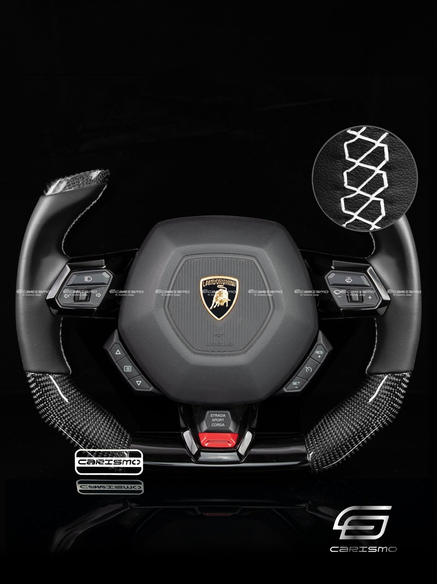 Carismo Steering Wheel For Lamborghini Huracan - F1 Competition - Gloss Carbon - Smooth Leather