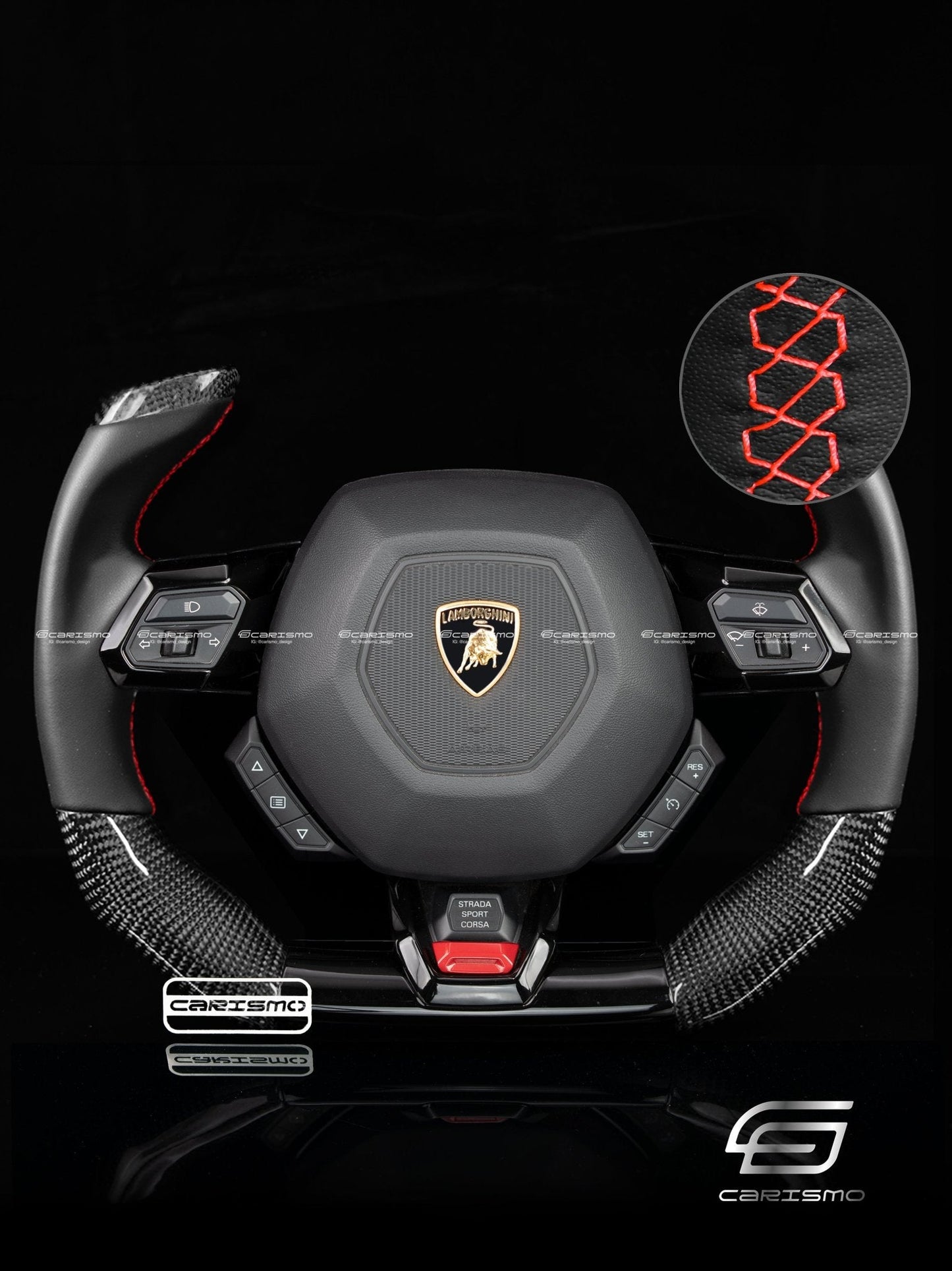 Carismo Steering Wheel For Lamborghini Huracan - F1 Competition - Gloss Carbon - Smooth Leather