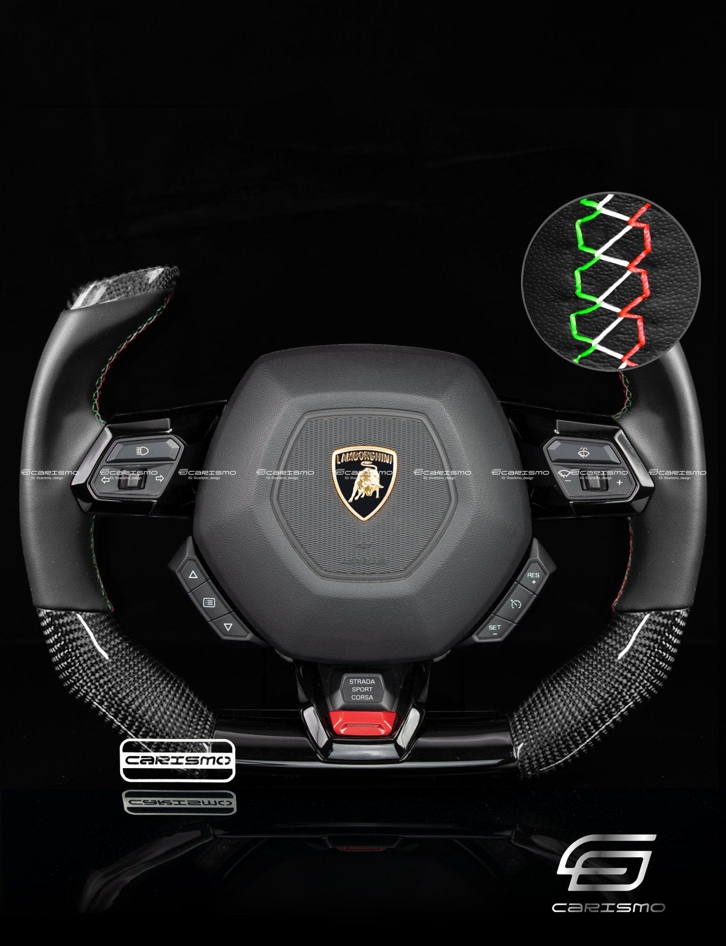 Carismo Steering Wheel For Lamborghini Huracan - F1 Competition - Gloss Carbon - Smooth Leather