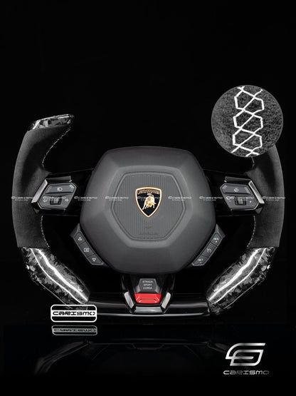 Carismo Steering Wheel For Lamborghini Huracan - F1 Competition - Gloss Forged Carbon - Alcantara