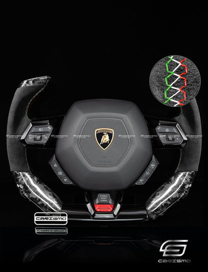 Carismo Steering Wheel For Lamborghini Huracan - F1 Competition - Gloss Forged Carbon - Alcantara