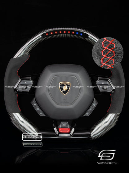 Carismo Steering Wheel For Lamborghini Huracan - Sequential RPM LED - Gloss Carbon - Alcantara