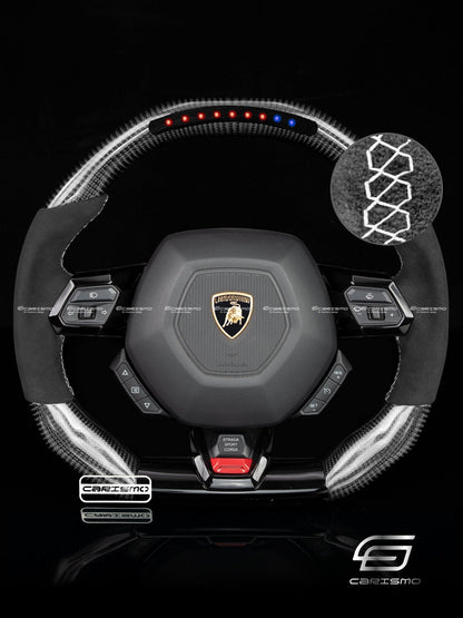 Carismo Steering Wheel For Lamborghini Huracan - Sequential RPM LED - Gloss Carbon - Alcantara