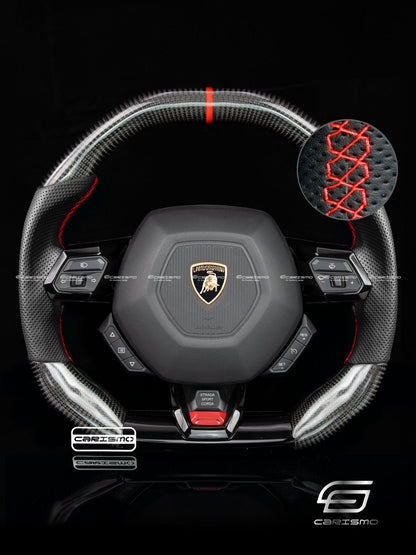 Carismo Steering Wheel For Lamborghini Huracan - Signature - Gloss Carbon - Perforated Leather