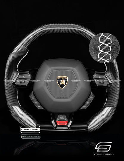 Carismo Steering Wheel For Lamborghini Huracan - Signature - Gloss Carbon - Perforated Leather