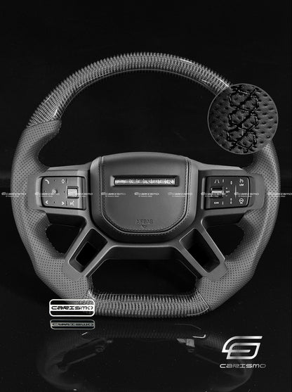 Carismo Steering Wheel For Land Rover Defender (L663) - Sport - Gloss Carbon - Perforated Leather