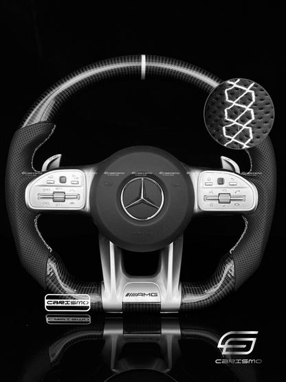 Carismo Steering Wheel For Mercedes/AMG (2020 AMG Performance Wheel) - Sport - Gloss Carbon - Perforated Leather