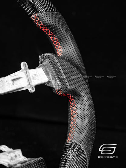 Carismo Steering Wheel For Nissan GT-R (R35 CBA & DBA) - Sport - Gloss Carbon - Perforated Leather