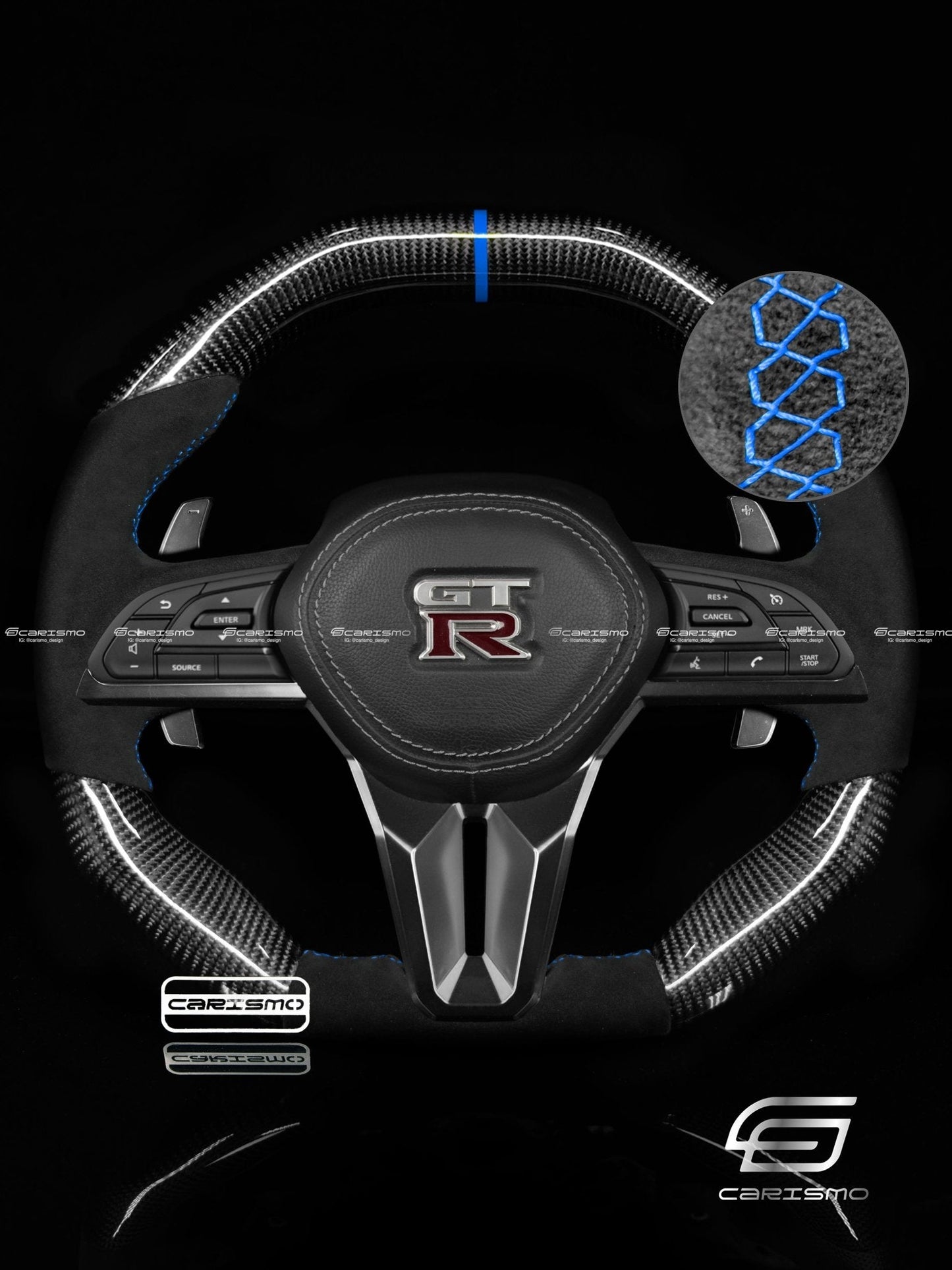 Carismo Steering Wheel For Nissan GT-R (R35 EBA) - Signature - Gloss Carbon - Alcantara