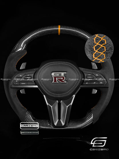 Carismo Steering Wheel For Nissan GT-R (R35 EBA) - Sport - Gloss Carbon - Alcantara