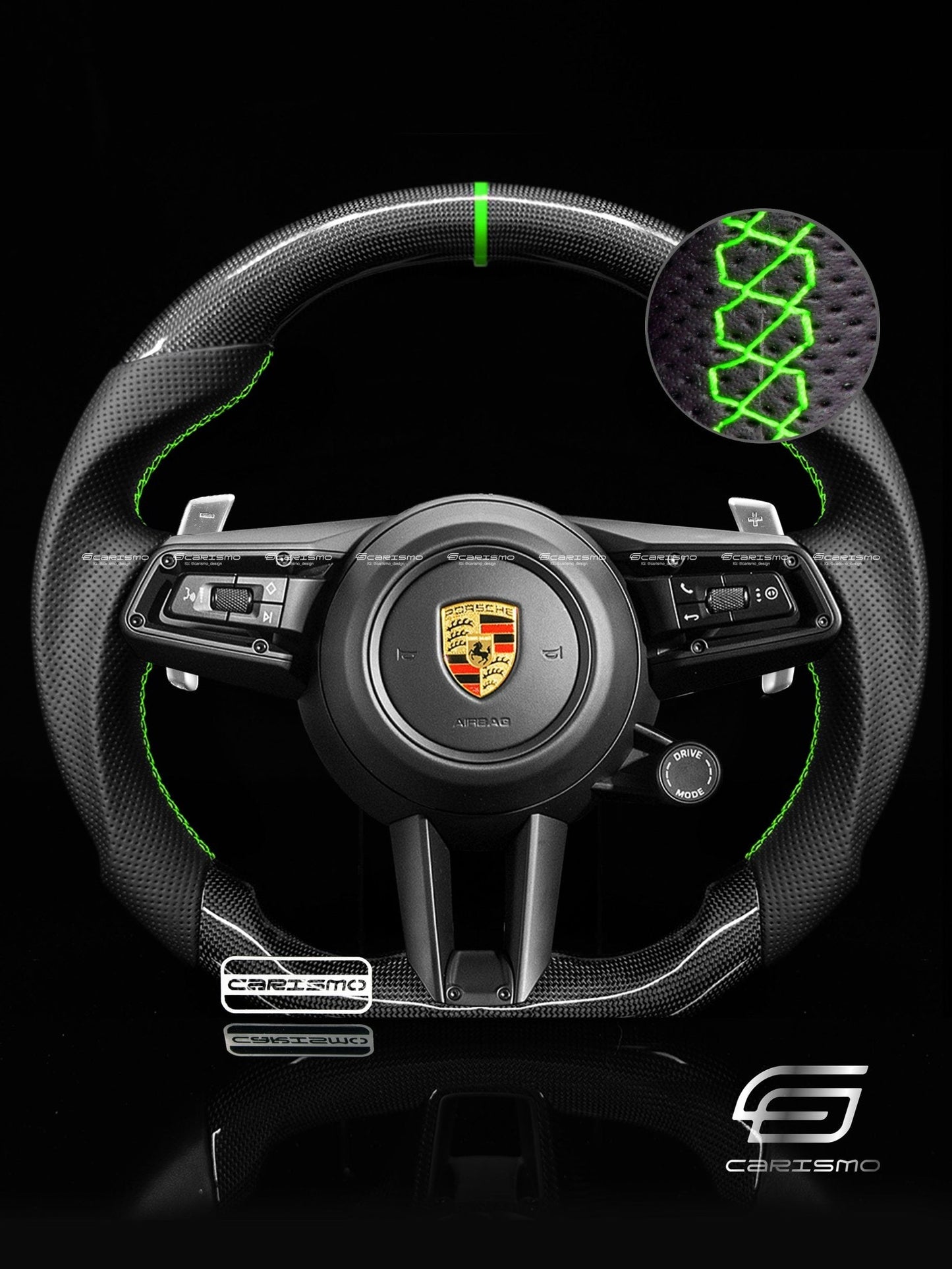 Carismo Steering Wheel For Porsche (992.1 Wheel) - Sport - Gloss Plain Carbon - Perforated Leather