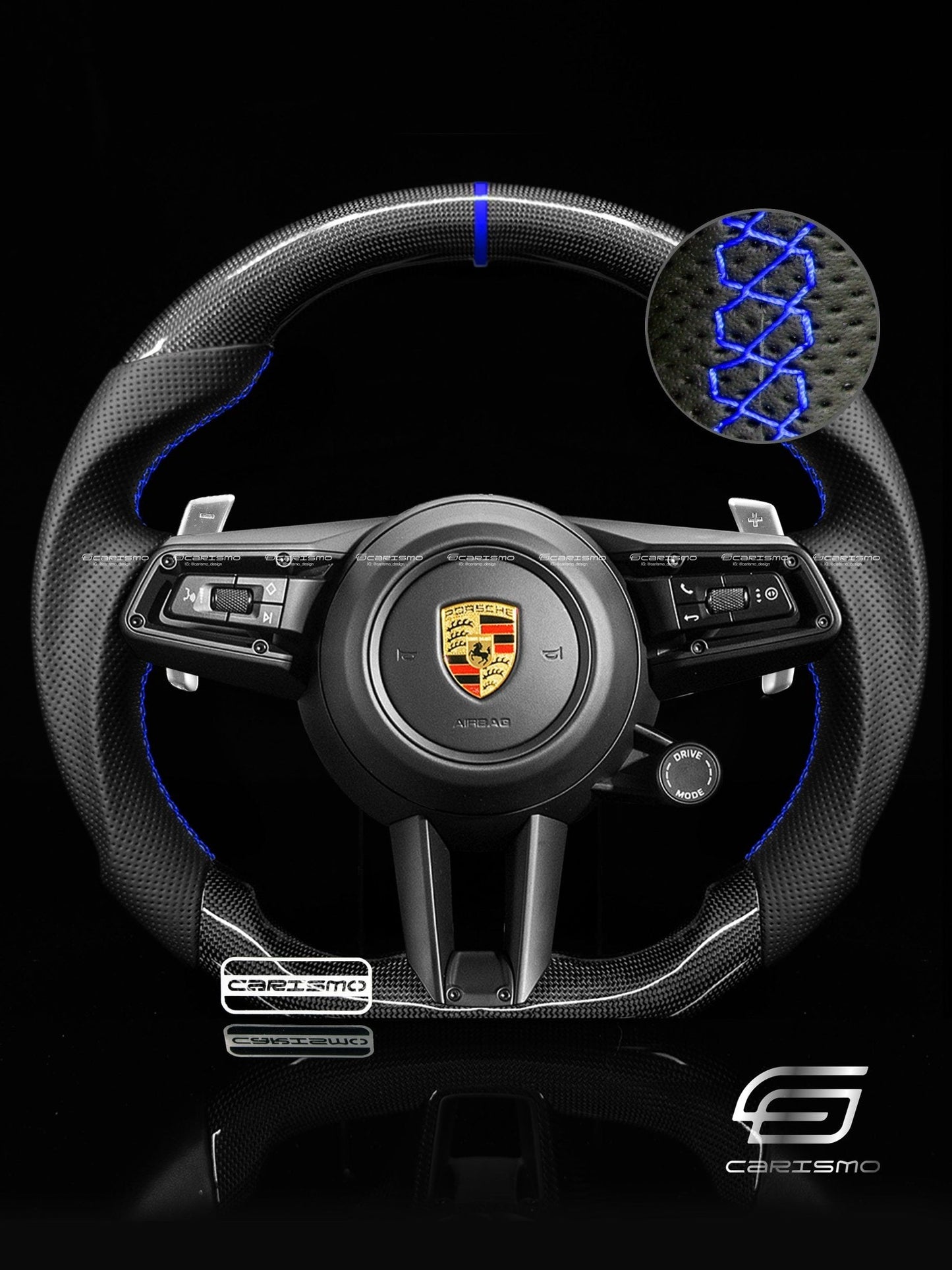 Carismo Steering Wheel For Porsche (992.1 Wheel) - Sport - Gloss Plain Carbon - Perforated Leather