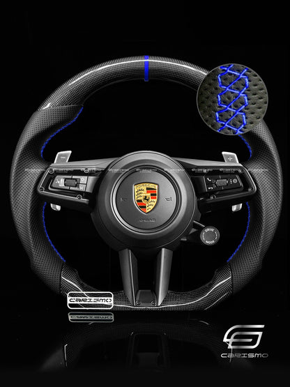 Carismo Steering Wheel For Porsche (992.1 Wheel) - Sport - Gloss Plain Carbon - Perforated Leather