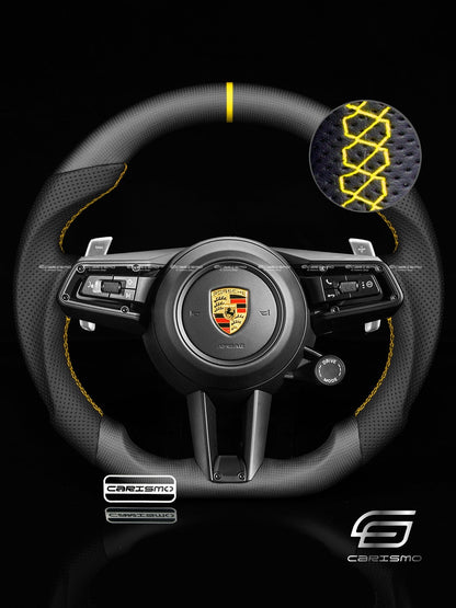 Carismo Steering Wheel For Porsche (992.1 Wheel) - Sport - Matte Plain Carbon - Perforated Leather