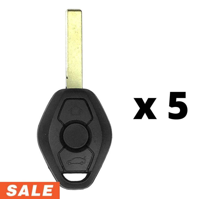Pack of 5 - BMW 3 Button Remote Head Key 2004-2010 2-Track CAS2 System For FCC: LX8FZV
