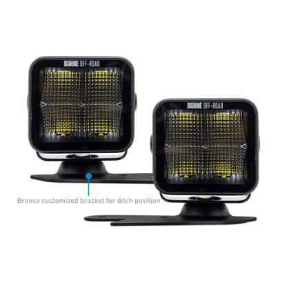 Borne Off-Road 21+ Bronco Light Pods 2pc Ditch 3x3 Flood BNLT-BR-21-DT2F