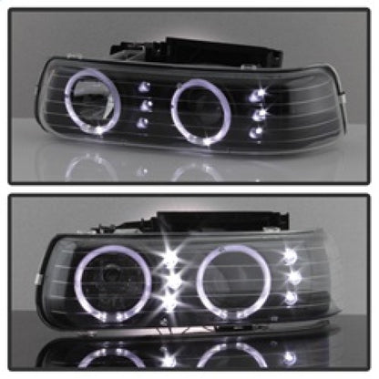 SPYDER xTune Chevy Silverado 1500/2500 99-02 Bumper Projector Headlights - LED - Black PRO-JH-CSIL99-SET-BK 9036781