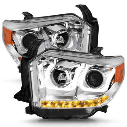 Anzo 2014-2015 Toyota Tundra Projector Headlights w/ U-Bar Chrome w/ DRL