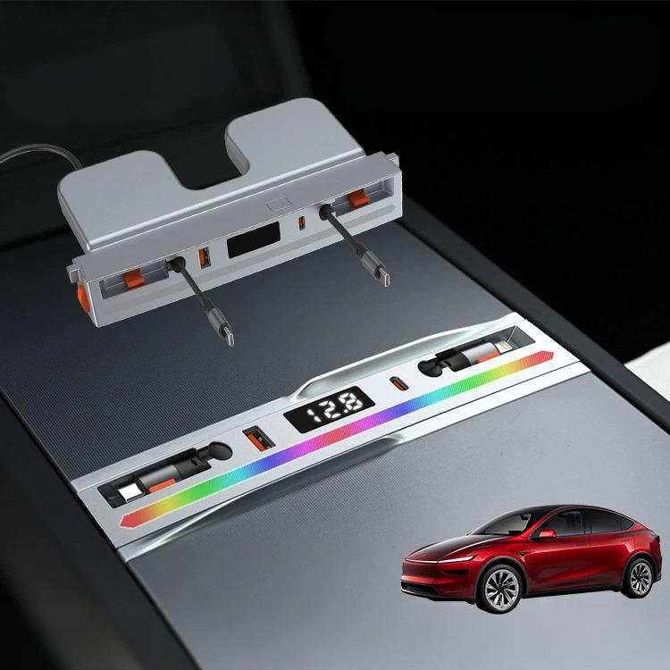 Center Console Ambient Light USB Hub for Model Y Juniper & Model 3 Highland | TESERY
