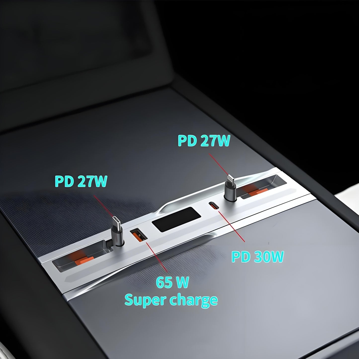 Center Console Ambient Light USB Hub for Model Y Juniper & Model 3 Highland | TESERY