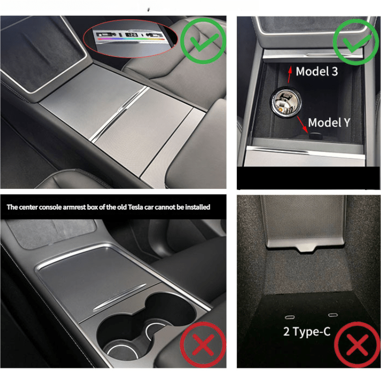 Center Console Ambient Light USB Hub for Model Y Juniper & Model 3 Highland | TESERY