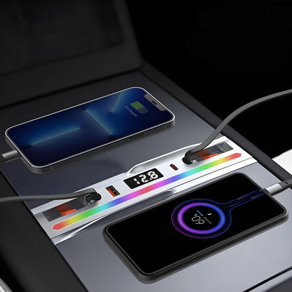 Center Console Ambient Light USB Hub for Model Y Juniper & Model 3 Highland | TESERY